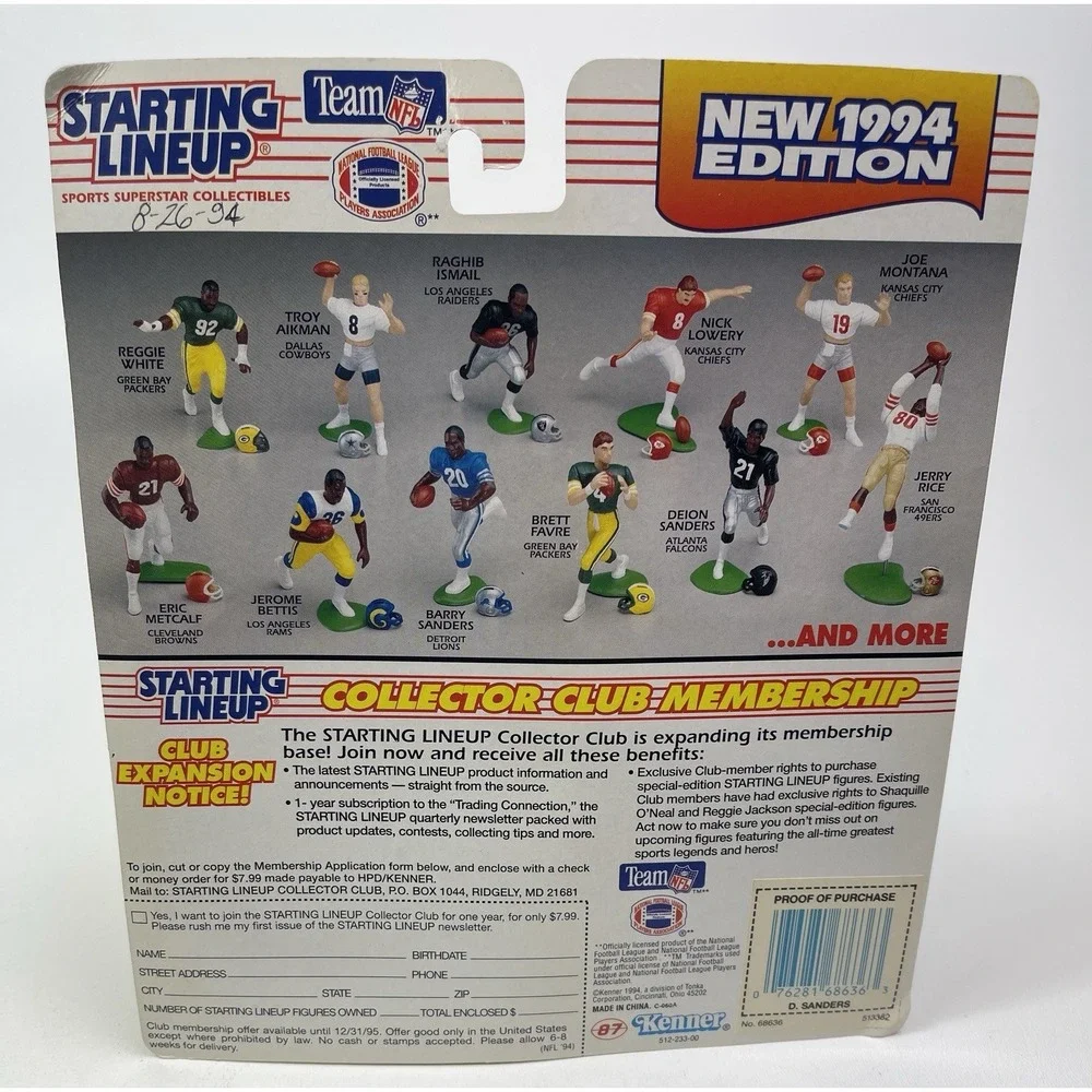 1994 Starting Lineup Deion Sanders Atlanta Falcons Figure w Card and Helmet